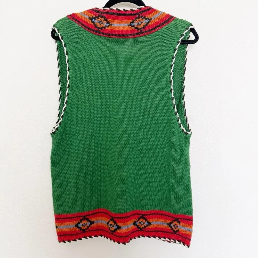 Vintage Southwestern Knit Festival Vest Concho Button Unisex Size S